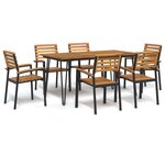 vidaXL Ensemble à manger de jardin 7 Pièces bois d'acacia solide et métal