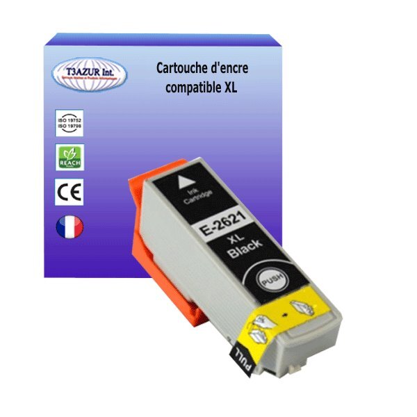 Cartouche Compatible avec  Epson XP620, XP625, XP700, XP710, XP720, XP800, XP810, XP820 remplace Epson T2621 Noire - T3AZUR
