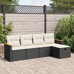 vidaXL Salon de jardin 5 Pièces avec coussins noir résine tressée