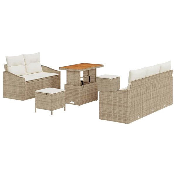 vidaXL Ensemble de canapé de jardin avec coussin 8 Pièces Beige et crème