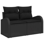 Canapé de jardin 7 pièces avec coussins Noir Poly Rotin