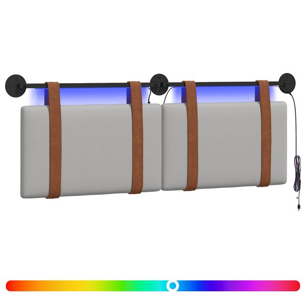 vidaXL Tête de lit suspendue Avec lumière LED Gris nuage PU antique