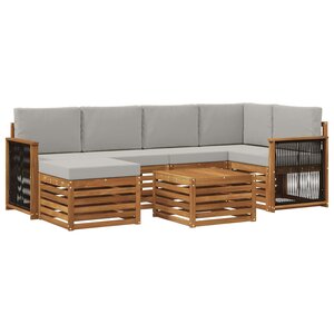 vidaXL Ensemble de canapé d'angle 6 Pièces Naturel et gris clair