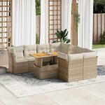 vidaXL Salon de jardin avec coussins 9 Pièces beige résine tressée