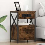 vidaXL Cabinet de chevet avec tiroir 2 Pièces Chêne fumé 40 x 31 x 60 cm