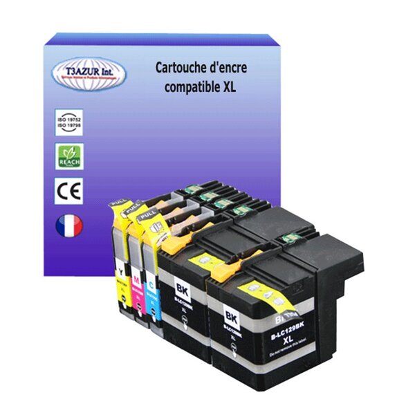 T3AZUR Lot de 5 Cartouches compatibles avec Brother LC129XL  LC125XL pour Brother MFC-J6520DW MFC-J6720DW