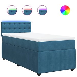 vidaXL Sommier à lattes de lit avec matelas bleu 100x200 cm