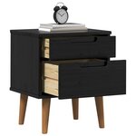 vidaXL Cabinet de chevet avec tiroir Noir 40 x 35 x 48 cm Pin massif