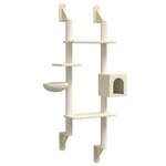 vidaXL Arbre à chat mural avec griffoir crème 180 cm