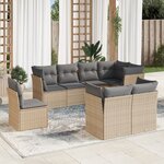 vidaXL Salon de jardin avec coussins 8 Pièces beige résine tressée