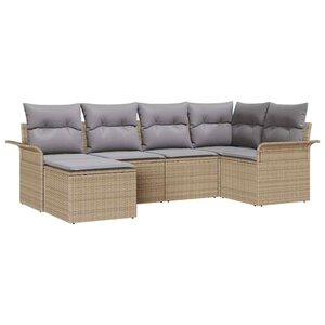 vidaXL Ensemble de canapé de jardin 6 Pièces Beige Poly rotin