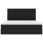 vidaXL Lit de rangement LED avec matelas Noir 160 x 200 cm Tissu