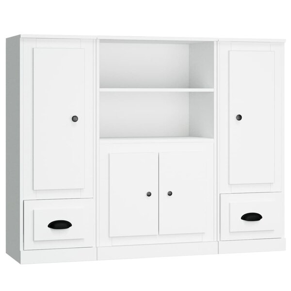 vidaXL Buffets 3 Pièces blanc bois d'ingénierie