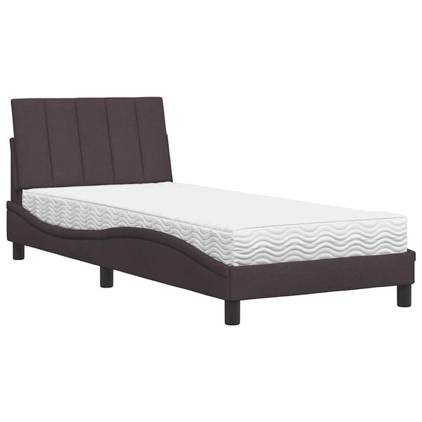 vidaXL Lit avec matelas Hanko marron foncé 80x200 cm tissu