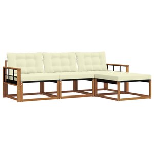vidaXL Ensemble de canapés d'extérieur 4 pc Naturel et Crème
