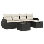 vidaXL Salon de jardin 6 Pièces avec coussins noir résine tressée