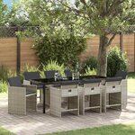 vidaXL Ensemble de salle à manger pour jardin 9 Pièces Gris clair