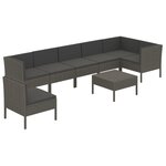 vidaXL Salon de jardin 8 Pièces avec coussins résine tressée gris