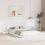 vidaXL Cadre de lit au sol avec tables de nuit blanches 135x190cm en bois massif