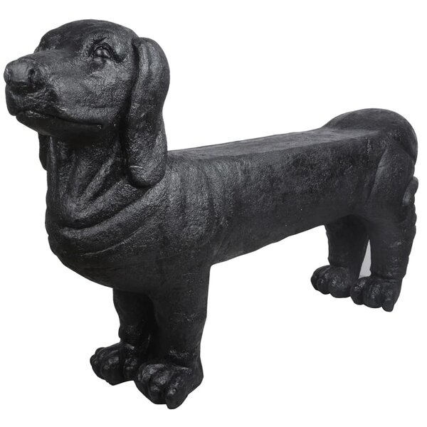 Esschert design banc de jardin en pierre sous forme de teckel noir