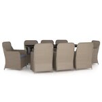 vidaXL Ensemble à manger de jardin avec coussins 9 Pièces marron