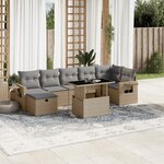 vidaXL Salon de jardin avec coussins 8 Pièces beige résine tressée