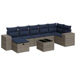 vidaXL Salon de jardin 8 Pièces avec coussins gris résine tressée