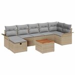 vidaXL Ensemble de canapé de jardin avec coussin 8 Pièces Beige polyrotin