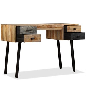 Bureau table meuble travail informatique teck de récupération massif 110 cm 0502070