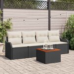 vidaXL Ensemble de canapé de jardin 5 Pièces Noir Poly rotin