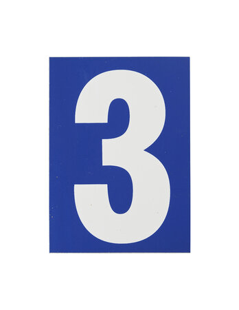 THIRARD - Plaque de signalisation 3  marquage blanc sur fond bleu  panneau PVC adhésif  65x90mm
