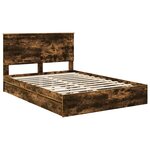 vidaXL Lit de Rangement Chêne fumé 140 x 190 cm Bois d'ingénierie