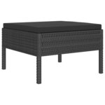 Salon de jardin meuble d'extérieur ensemble de mobilier 6 pièces avec coussins résine tressée noir 02_0016910
