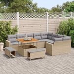 vidaXL Ensemble de canapé de jardin 12 Pièces Beige polyrotin