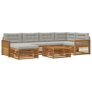 vidaXL Ensemble de canapés d'extérieur 7 pc Naturel et gris clair
