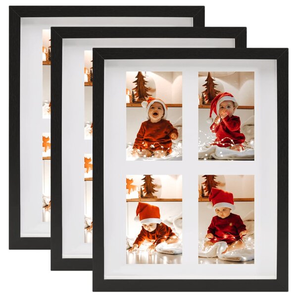 vidaXL Cadres photo 3D 3 Pièces Noir 28x35 cm pour photos 4x(10x15 cm)