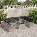 vidaXL Ensemble de canapé de jardin 10 Pièces Gris clair Poly rotin
