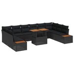 vidaXL Ensemble de canapé de jardin 11 Pièces Noir Poly rotin