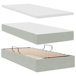 vidaXL Lit de rangement LED avec matelas Gris clair 200 x 200 cm