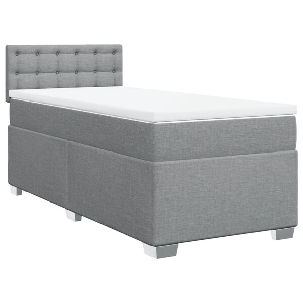 vidaXL Sommier à lattes de lit et matelas Gris clair 90x190 cm Tissu