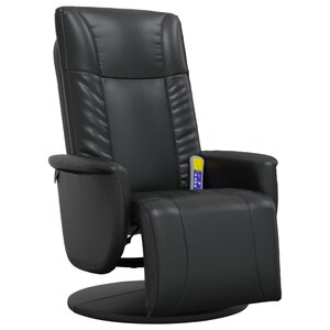 vidaXL Fauteuil inclinable de massage repose-pieds noir similicuir