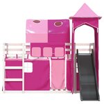 vidaXL Lit superposé avec toboggan et rideaux rose 90x200 cm