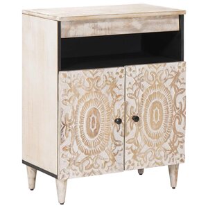 vidaXL Buffet avec porte Blanc 60 x 33 5 x 75 cm Bois de mangue massif