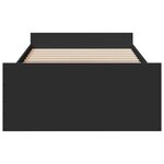 vidaXL Cadre de lit avec tiroirs noir 100x200 cm bois d'ingénierie