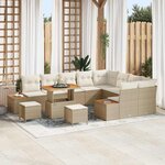 vidaXL Ensemble de canapé de jardin 12 Pièces Beige Poly rotin