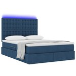 vidaXL Lit avec rangement et LED avec LED Bleu 140 x 190 cm Polyester