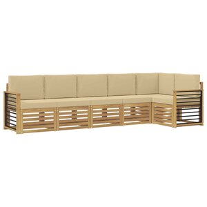vidaXL Ensemble de canapés d'extérieur 6 Pièces Blanc et Beige