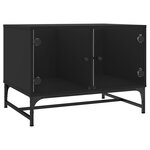 vidaXL Table basse avec portes en verre noir 68 5x50x50 cm