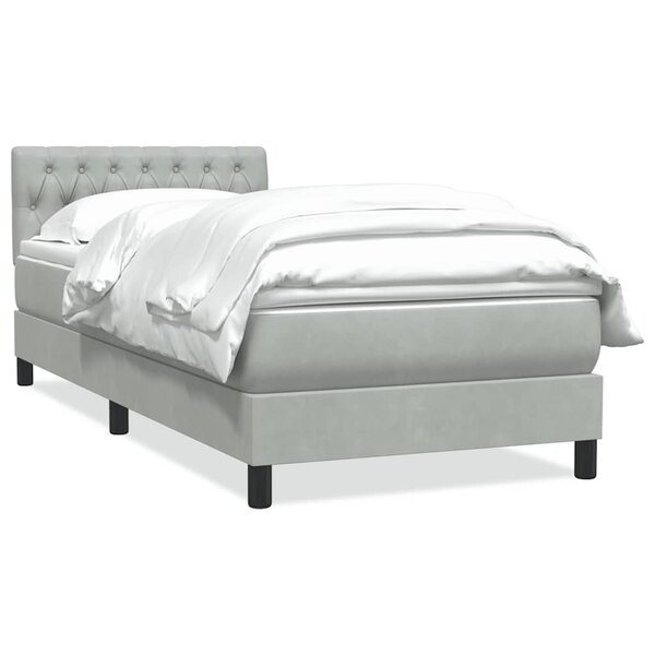 vidaXL Sommier à lattes de lit et matelas gris clair 100x210cm velours