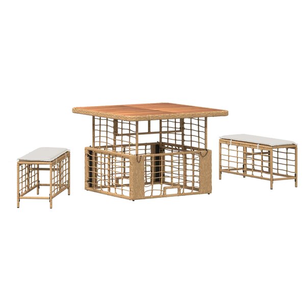 vidaXL Ensemble de salle à manger pour jardin 3 Pièces Nature et Blanc